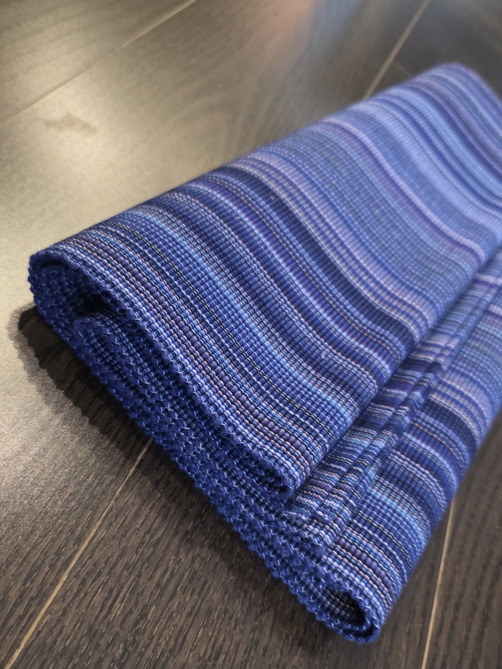 Crate & Barrel "Owen" Woven Ribbed Table Runner - Surf Blue - 14" x 90"